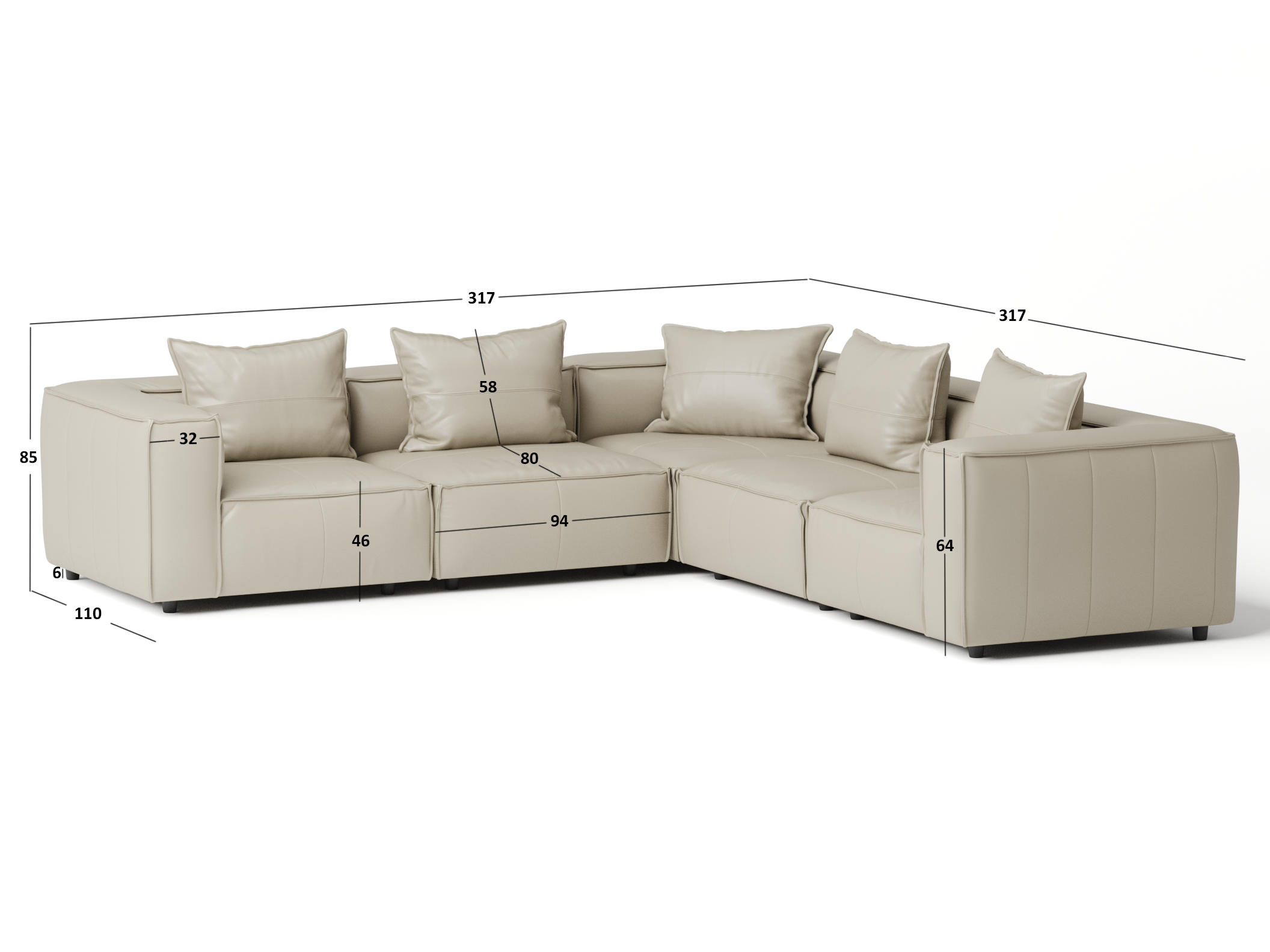 Enzo Leather Corner Lounge Option A 4