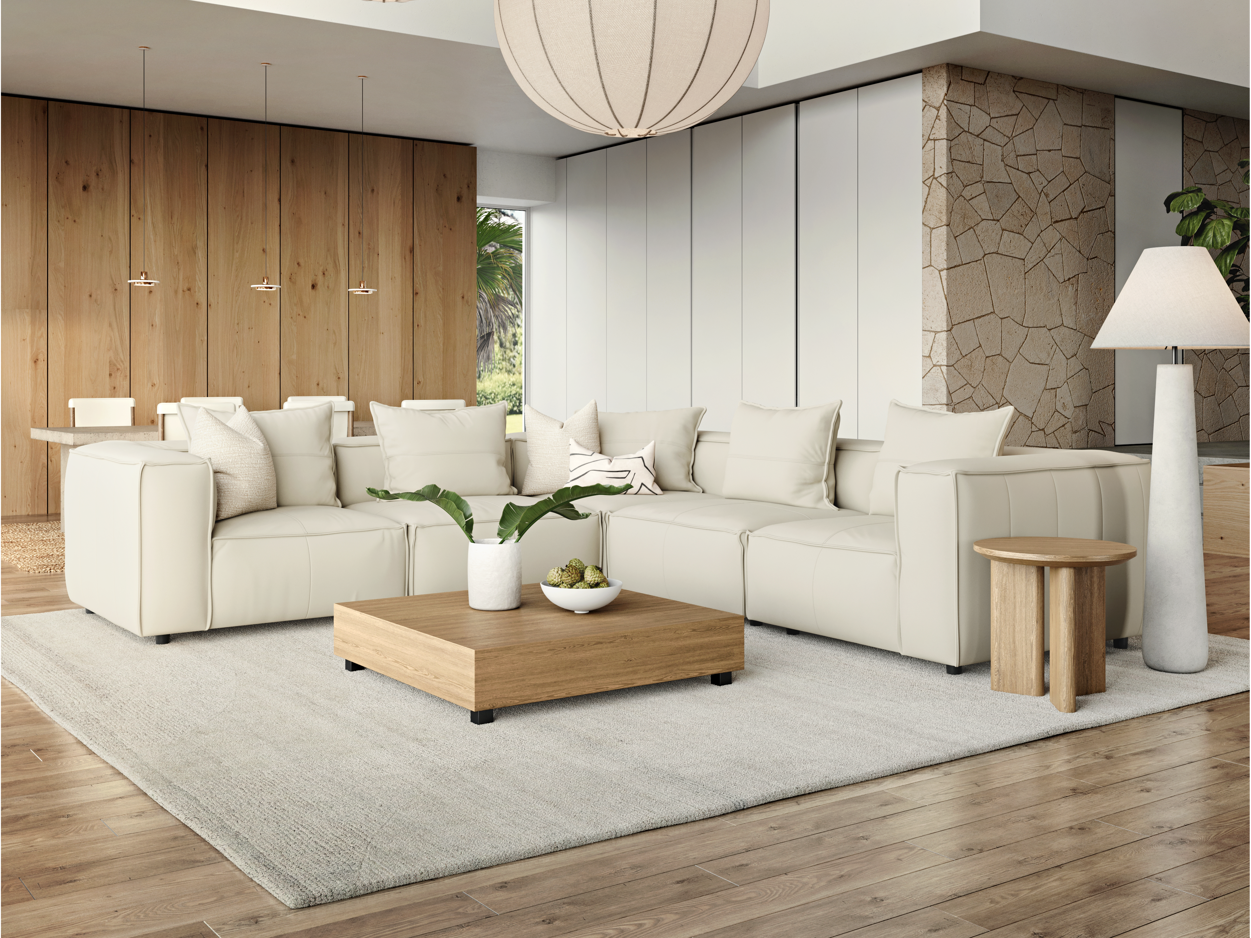 Enzo Leather Corner Lounge Option A