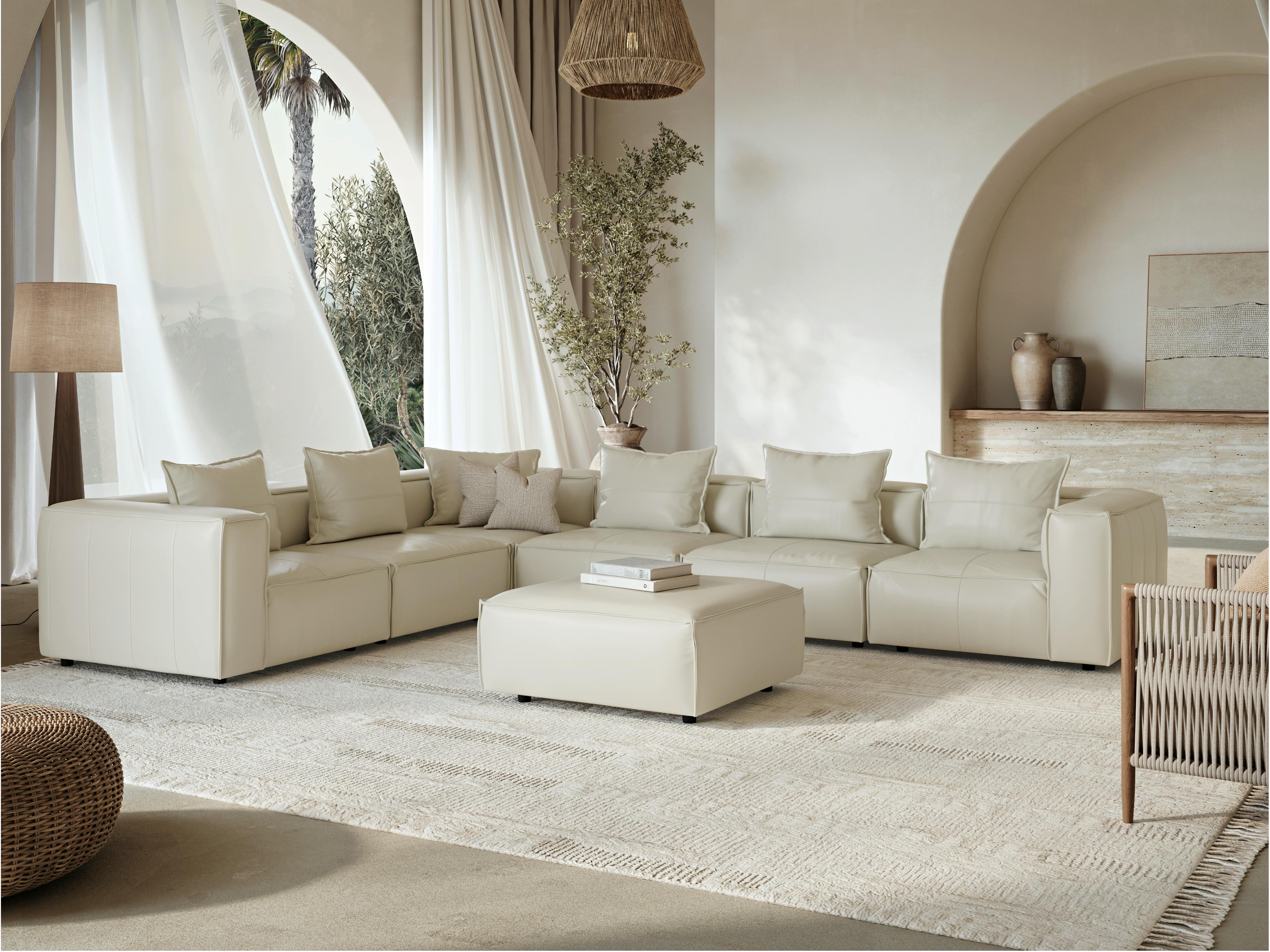 Enzo Leather Corner Lounge Option B With Ottoman