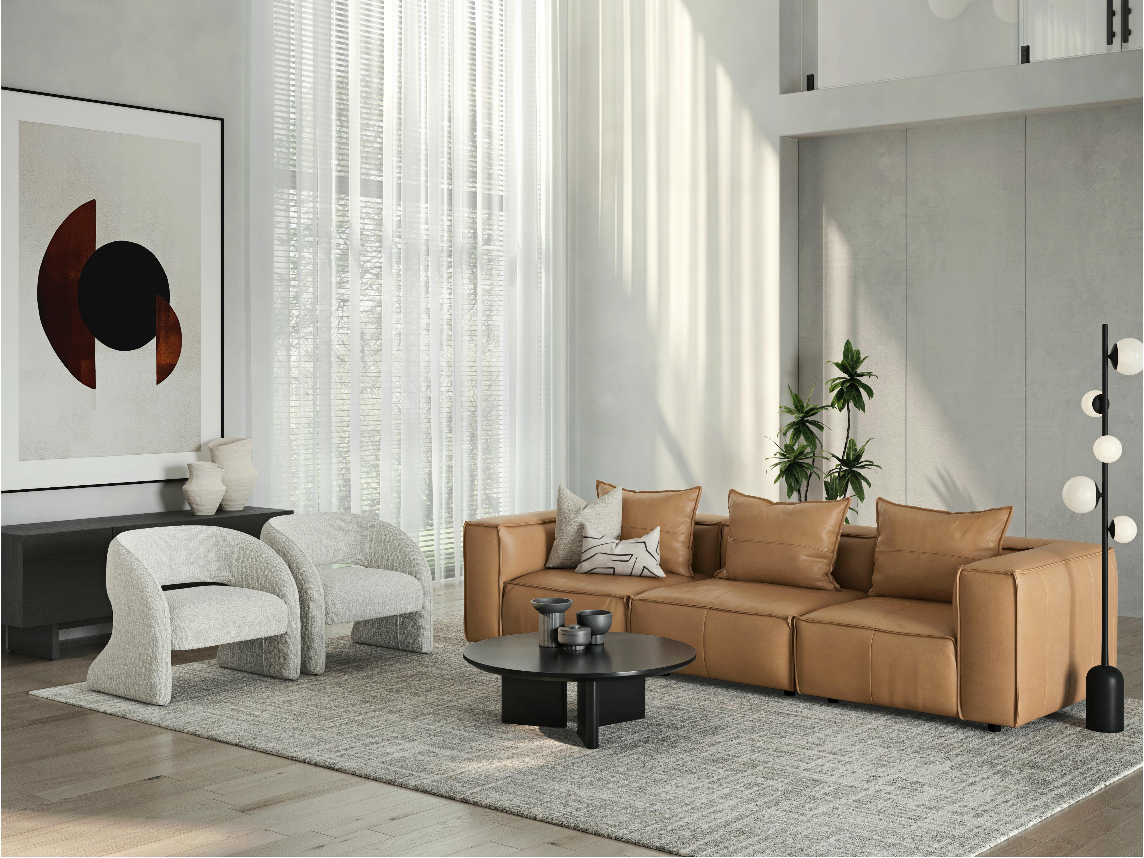 Enzo Leather Three Seat Sofa