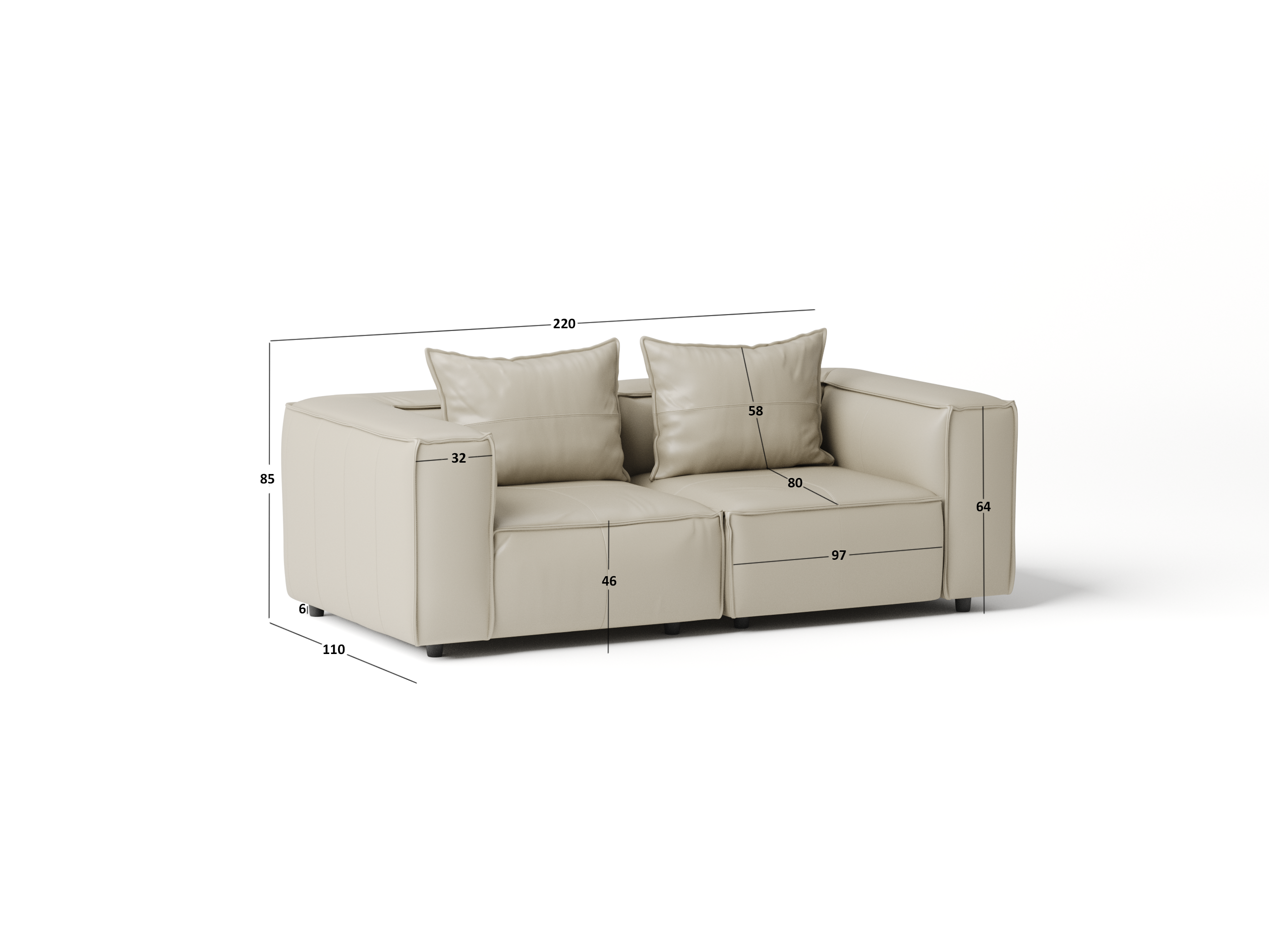 Enzo Leather Two Seat Sofa 3