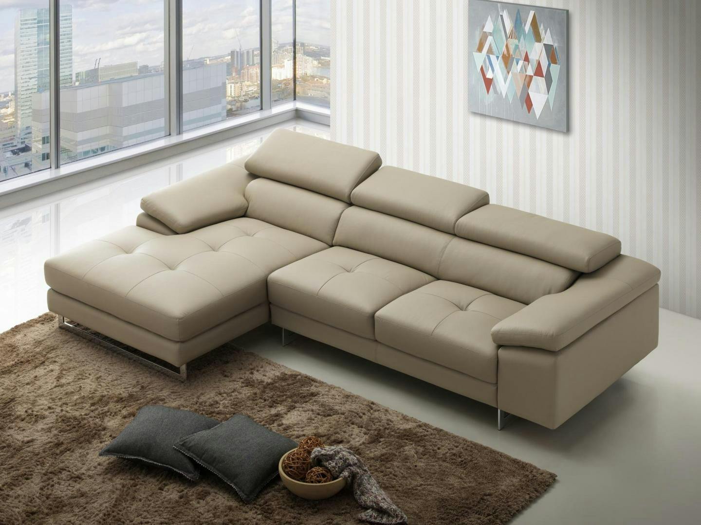 Boston Xpress Smoke Leather Chaise Lounge