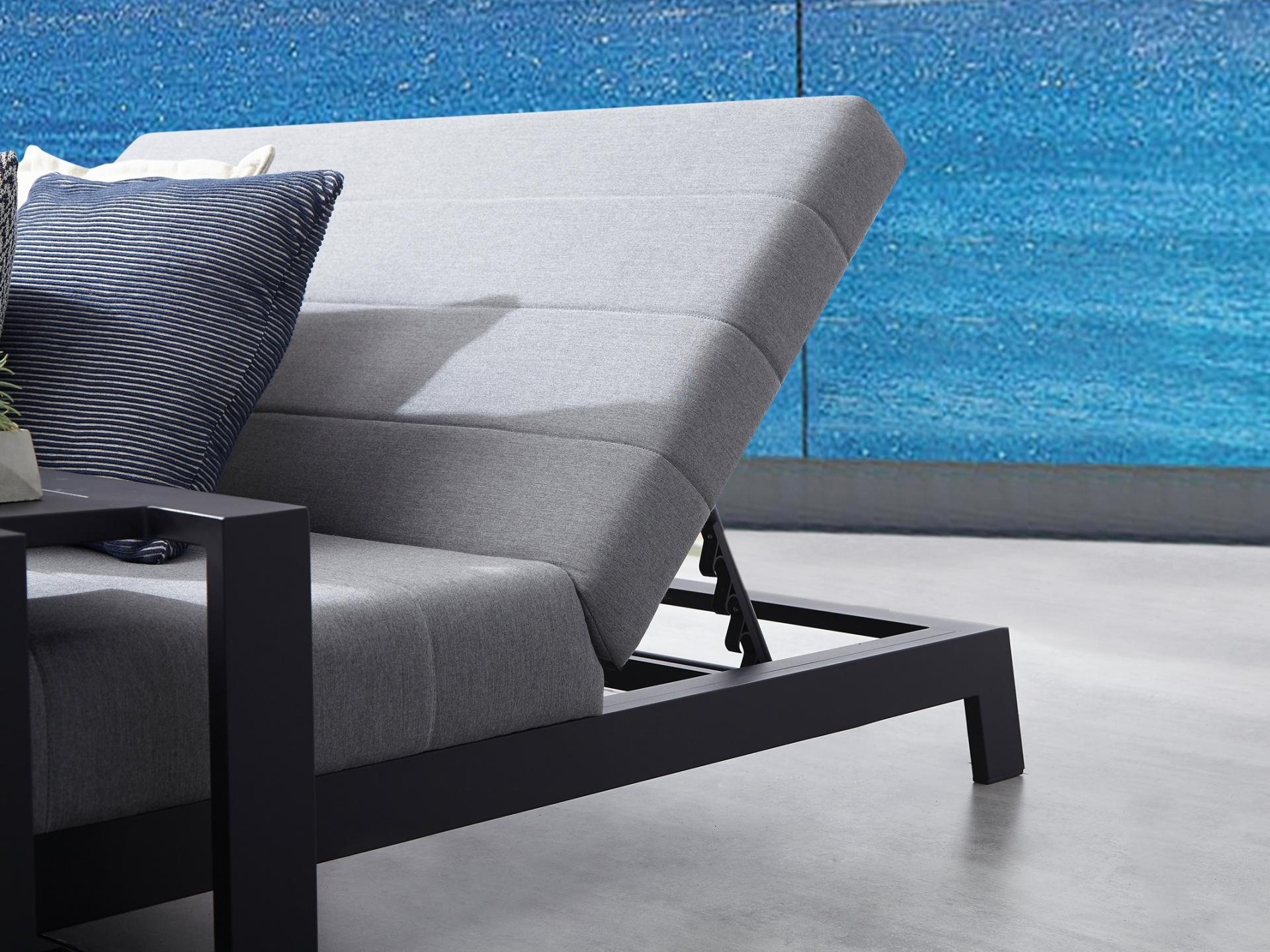 New Noosa Black Outdoor Fabric Double Sun Lounge 4