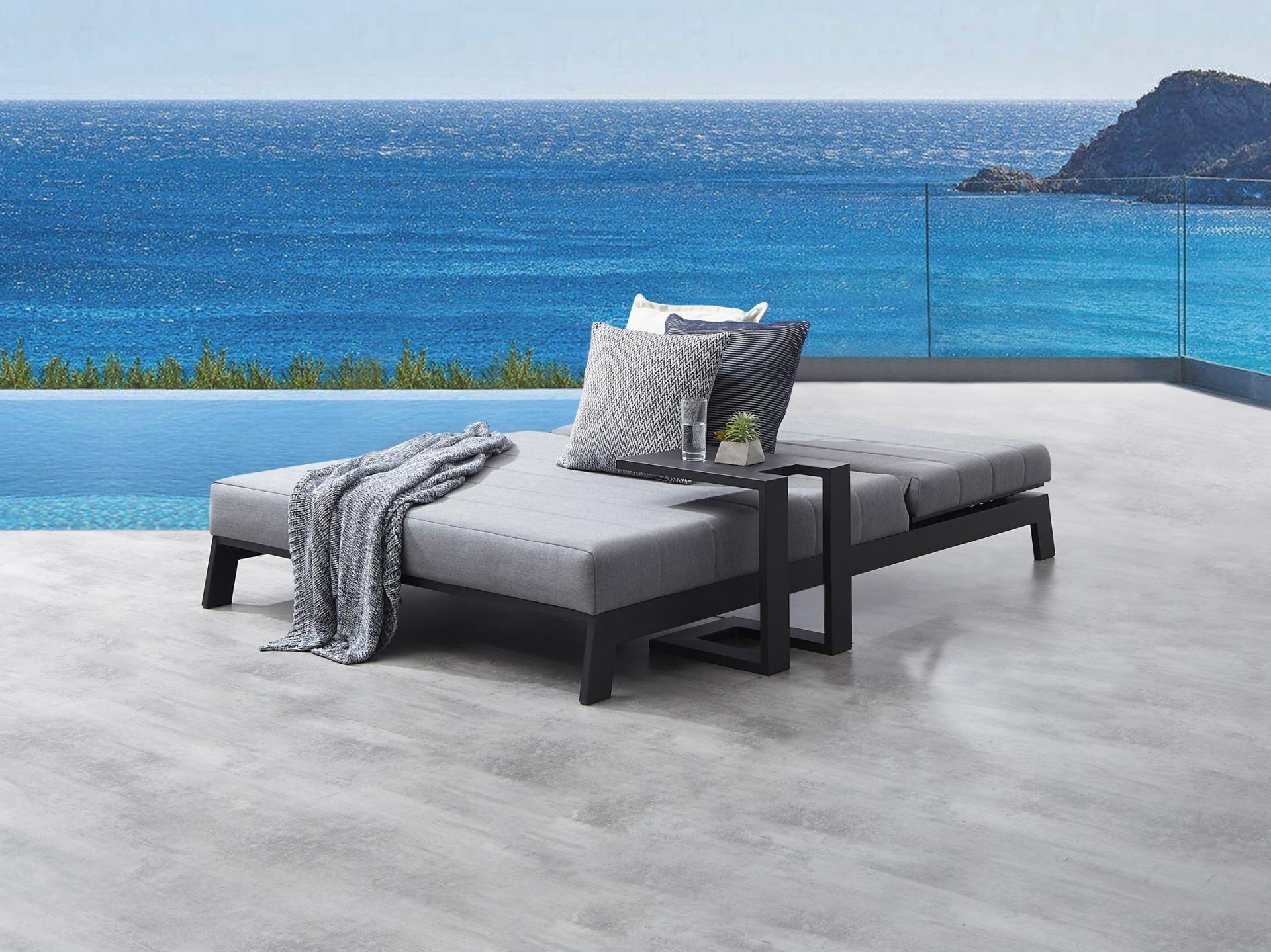 New Noosa Black Outdoor Fabric Double Sun Lounge 13