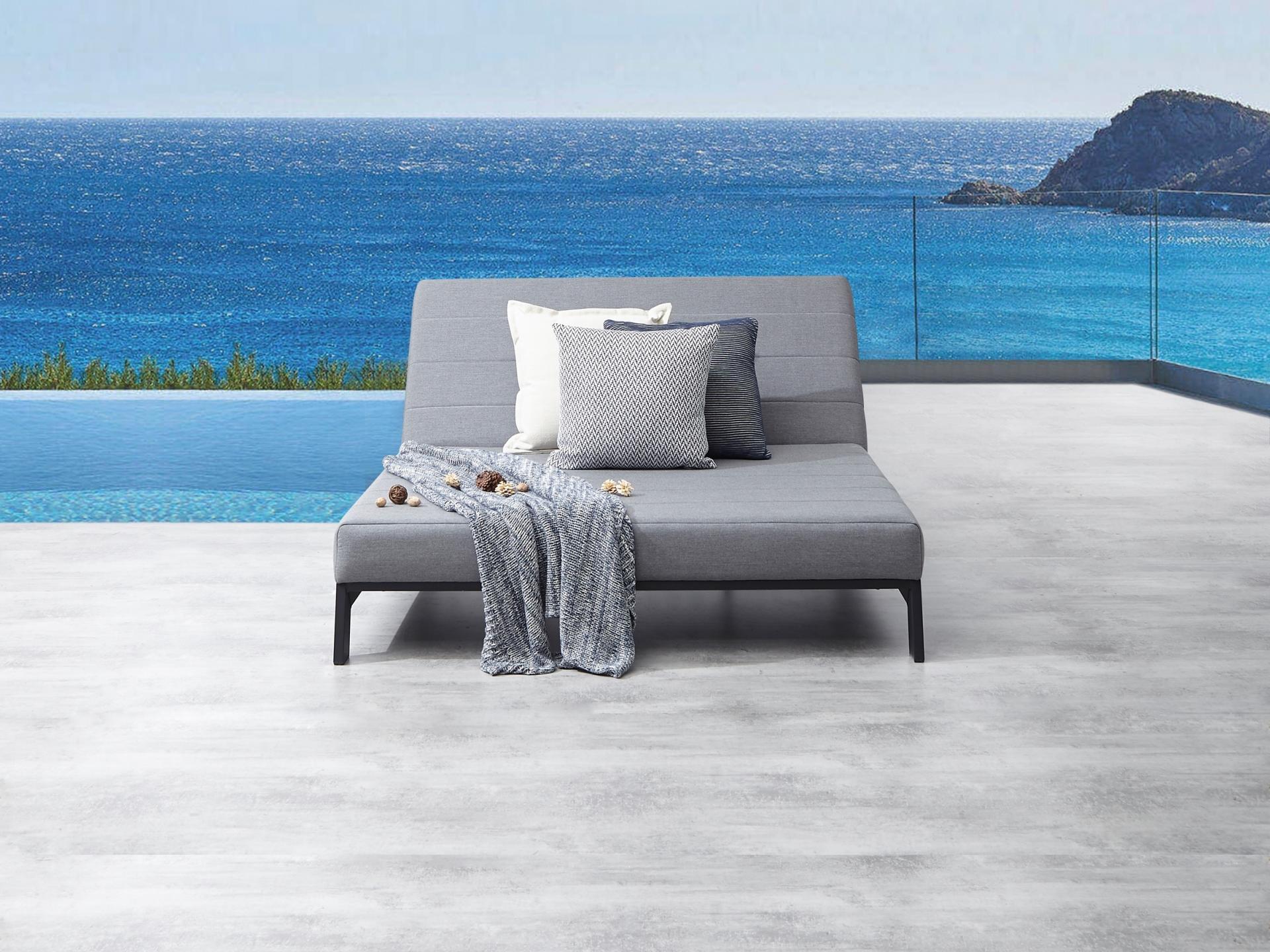 New Noosa Black Outdoor Fabric Double Sun Lounge 12