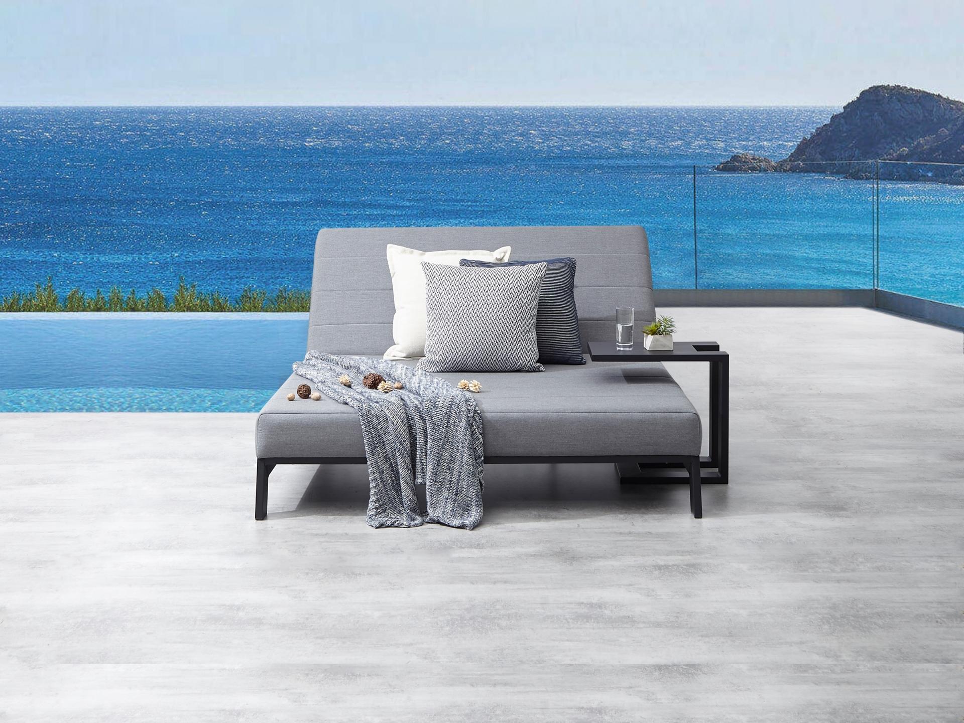 New Noosa Black Outdoor Fabric Double Sun Lounge 11