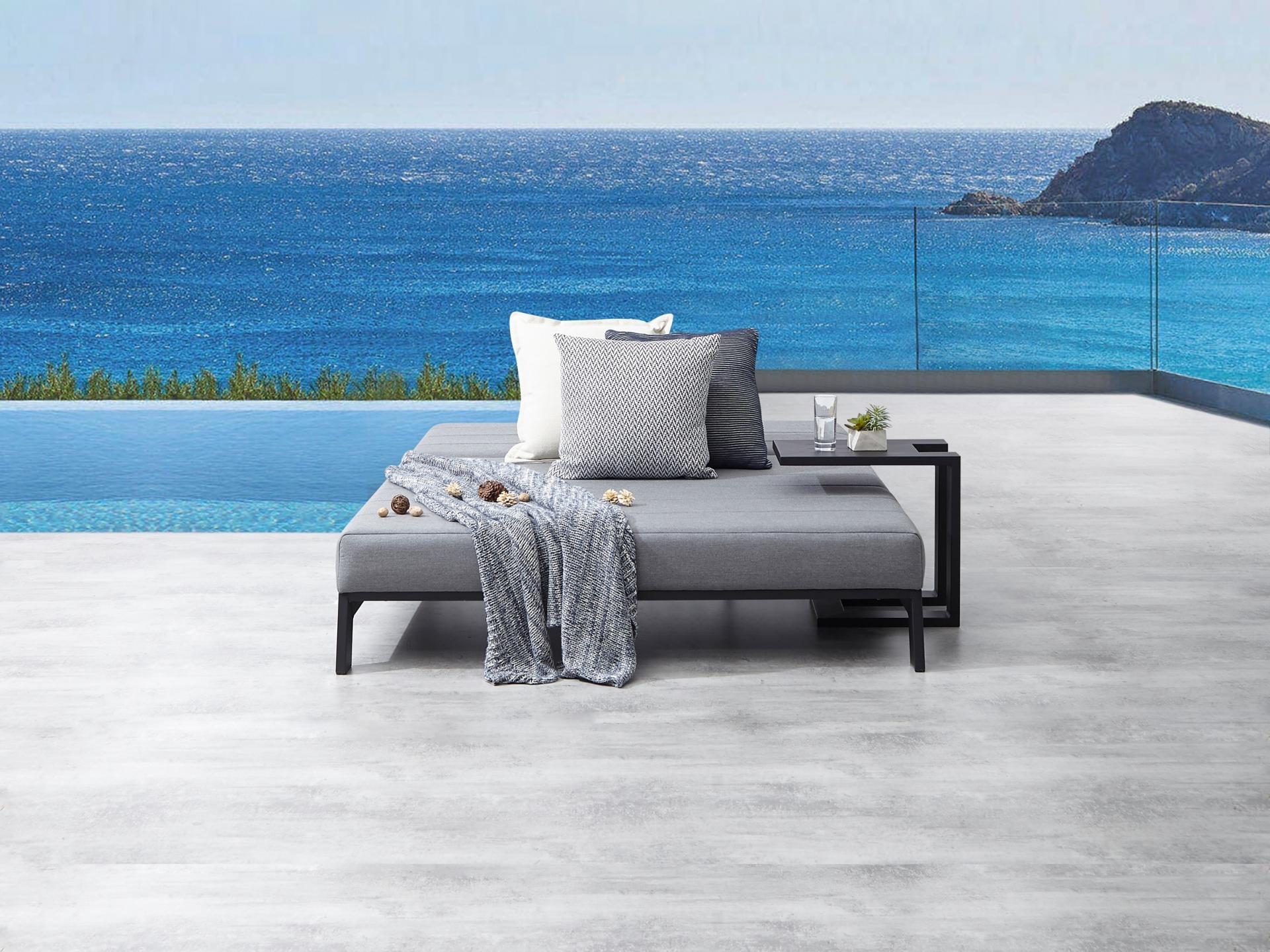 New Noosa Black Outdoor Fabric Double Sun Lounge 10