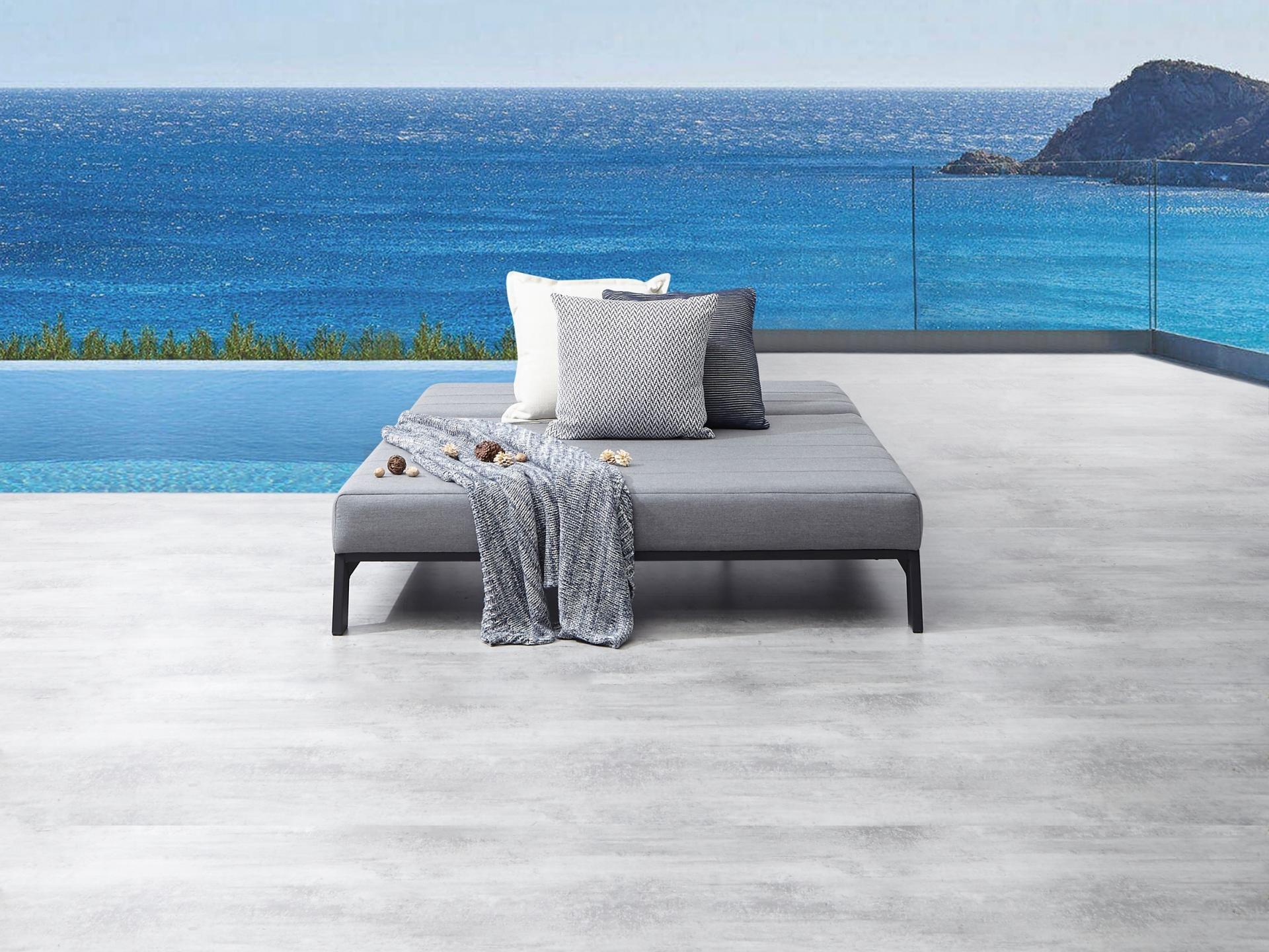 New Noosa Black Outdoor Fabric Double Sun Lounge 9