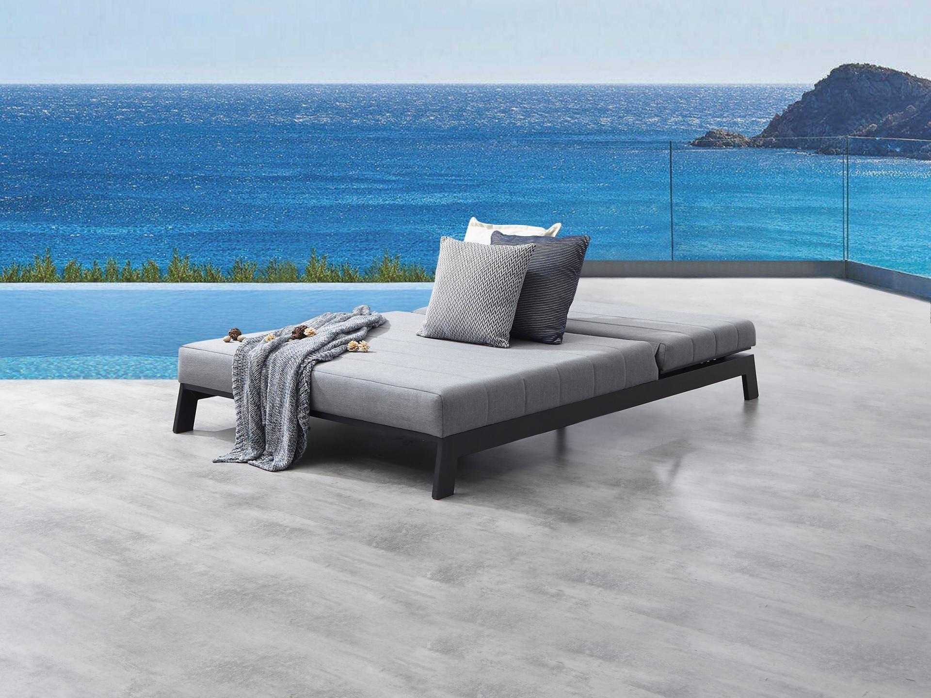 New Noosa Black Outdoor Fabric Double Sun Lounge 6