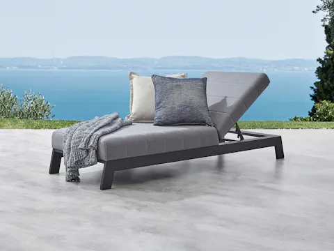 New Noosa Black Outdoor Fabric Sun Lounge