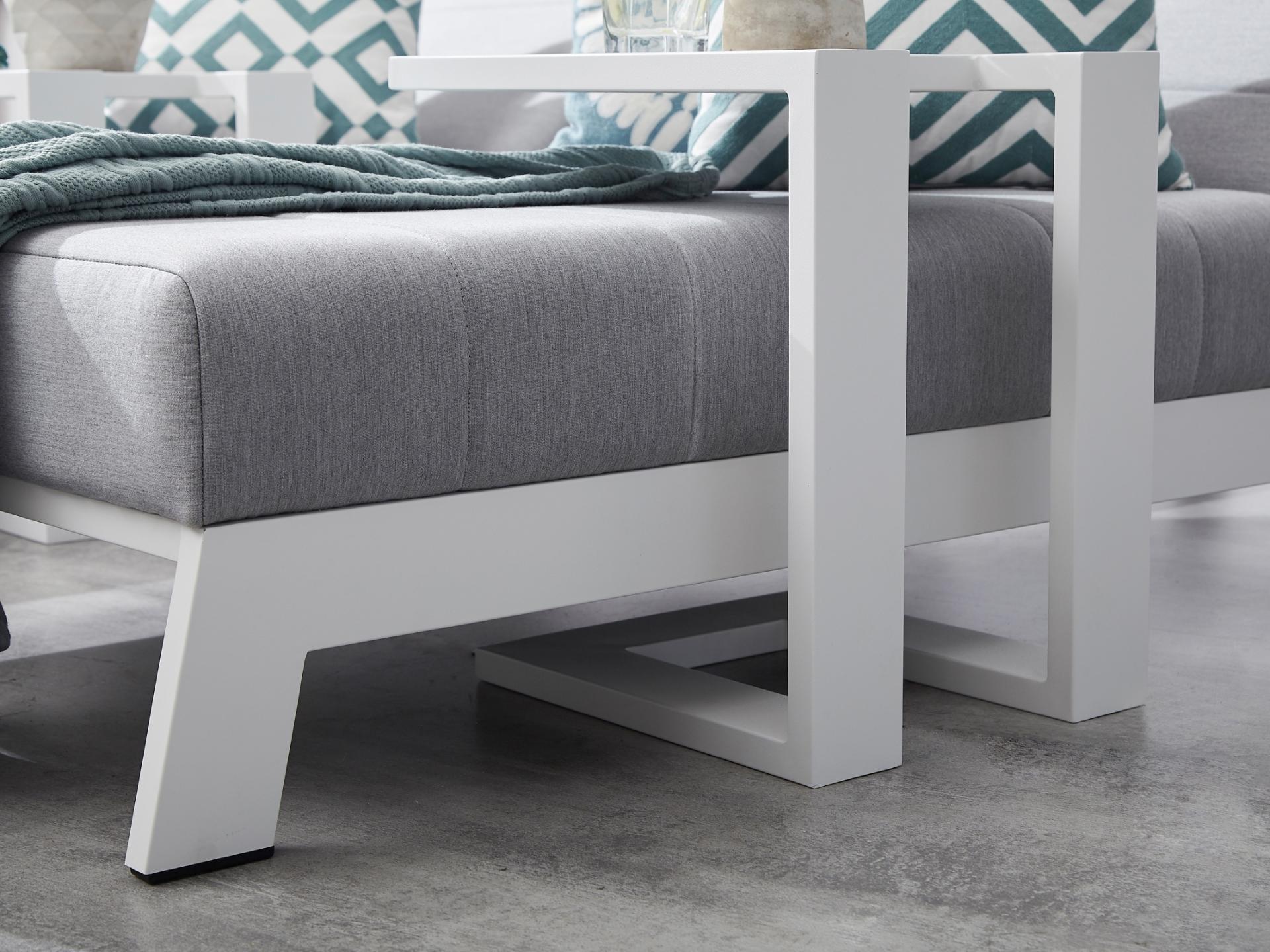 New Noosa White Outdoor Fabric Sun Lounge Set With Side Tables 3