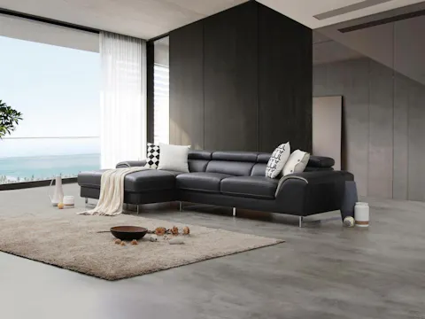 Cleo Leather Chaise Lounge Option A