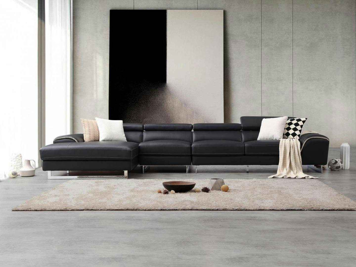 Cleo Leather Chaise Lounge Option B