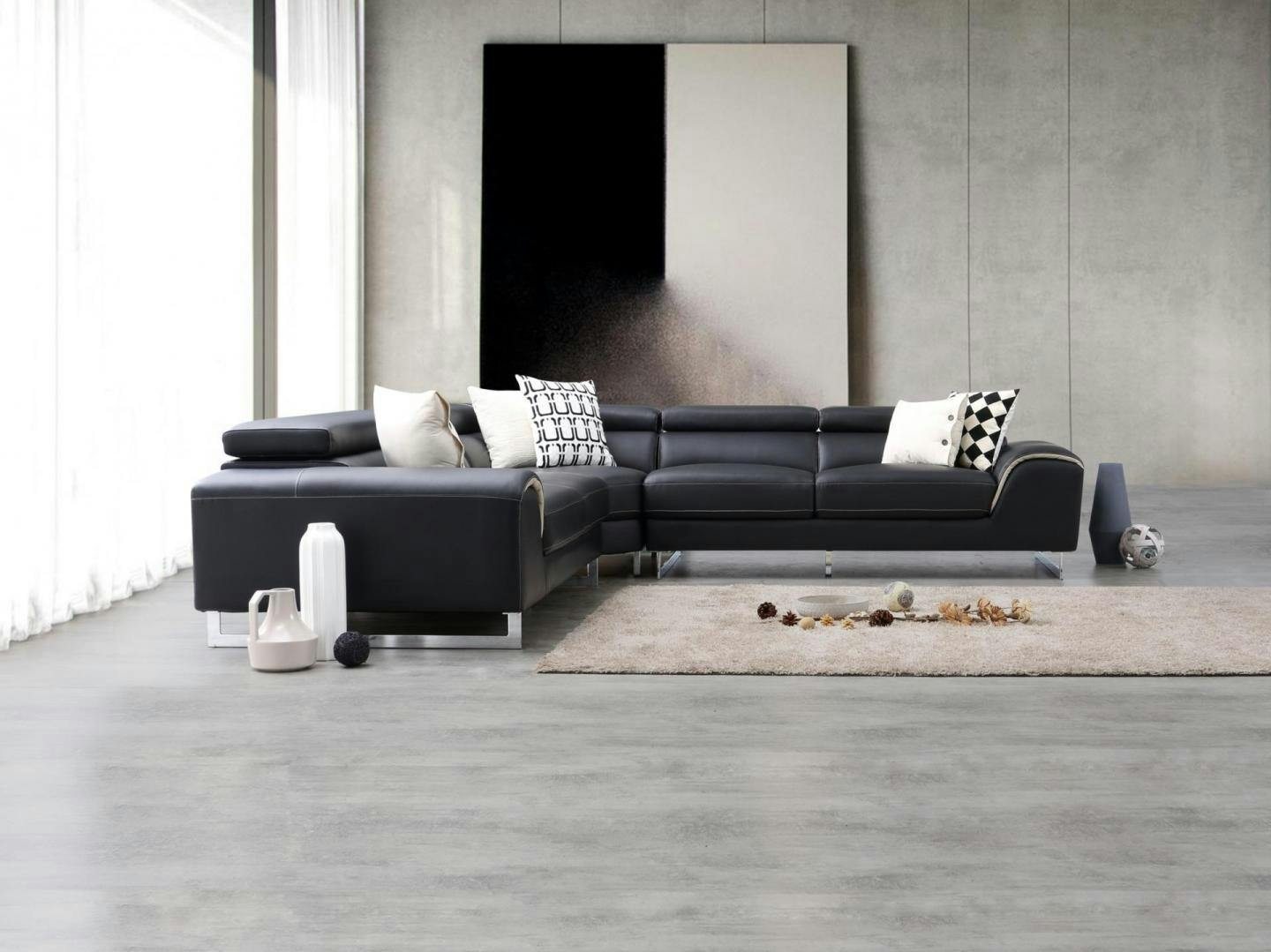 Cleo Leather Corner Lounge Option A