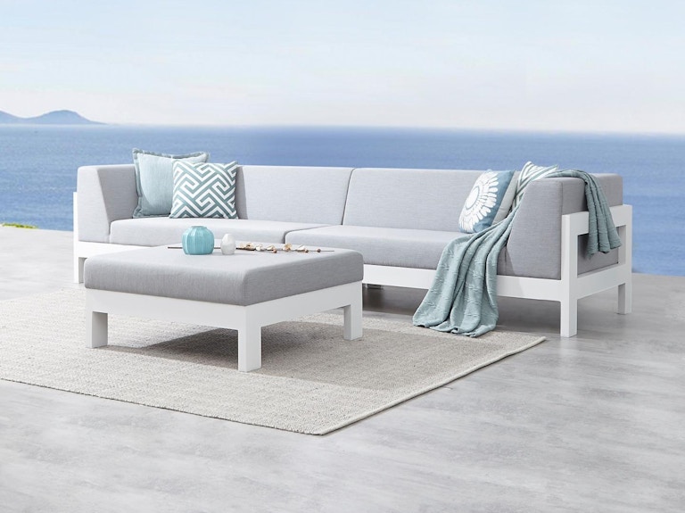 Noosa White Outdoor Fabric Lounge With Ottoman