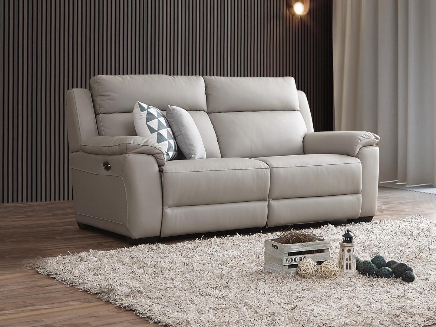 Three seater best sale recliner leather sofa