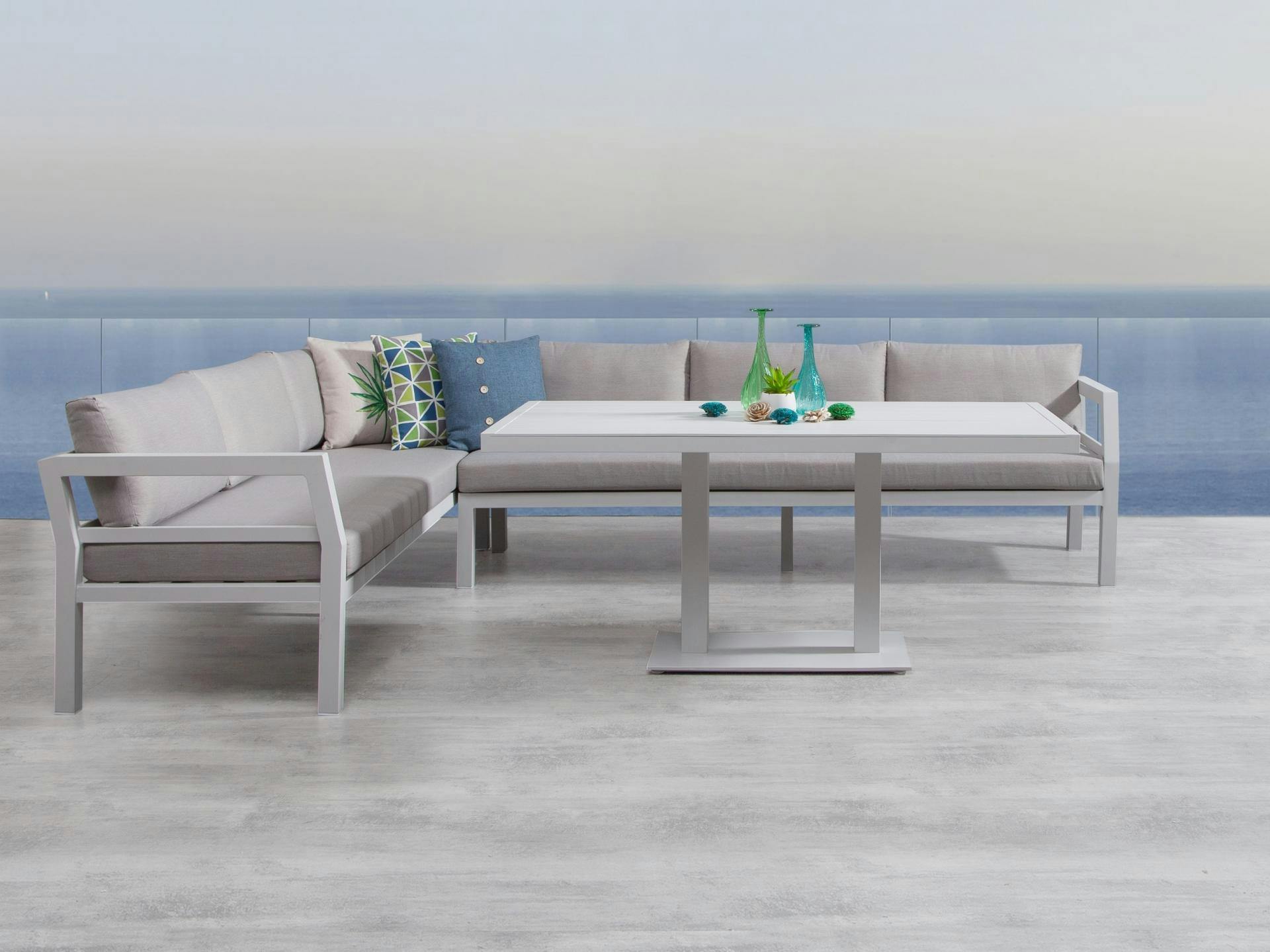 Bondi White Outdoor Aluminium Lounge & Dining Combo