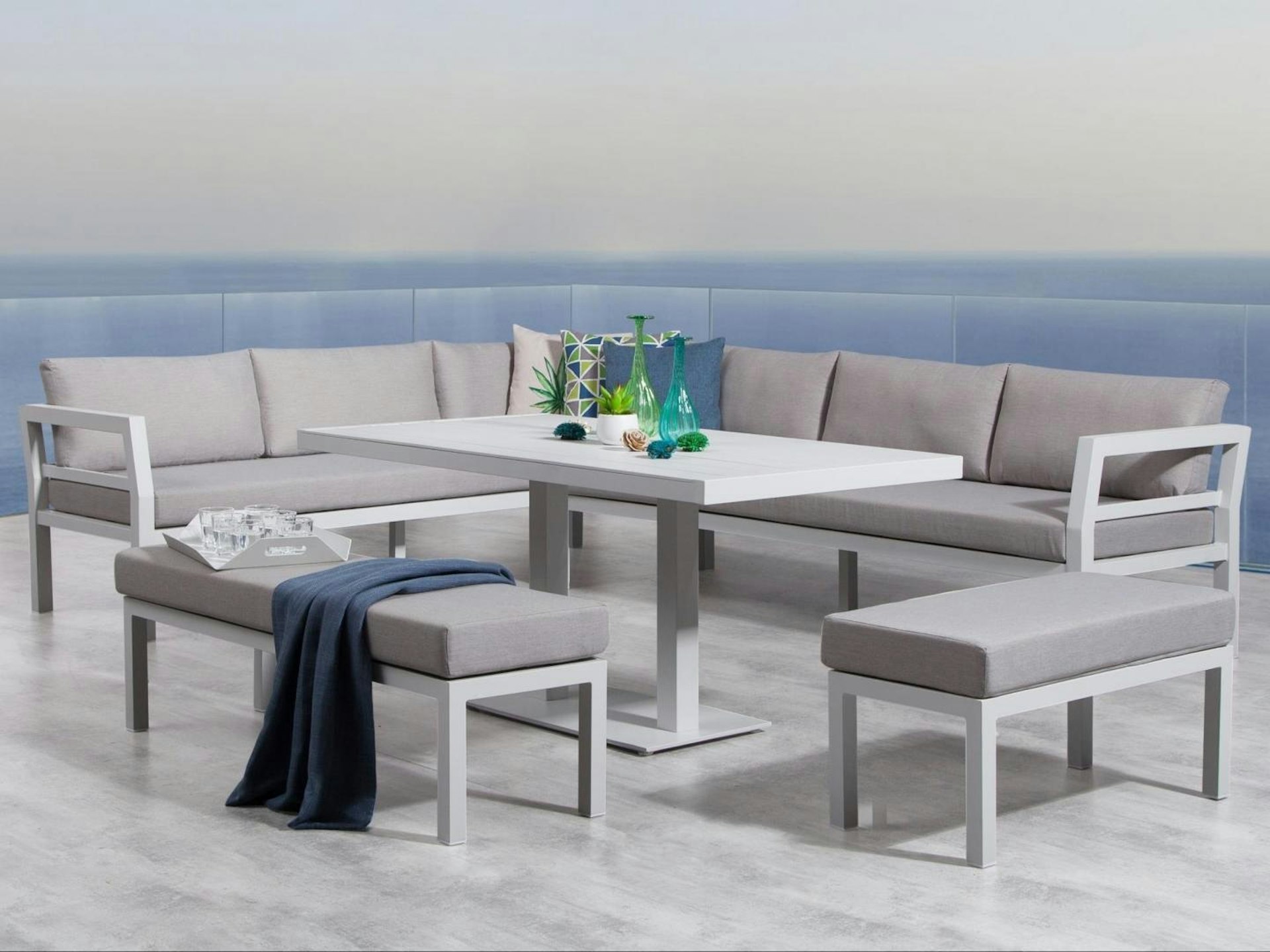 Bondi White Outdoor Aluminium Lounge & Dining Combo Lavita Outdoor