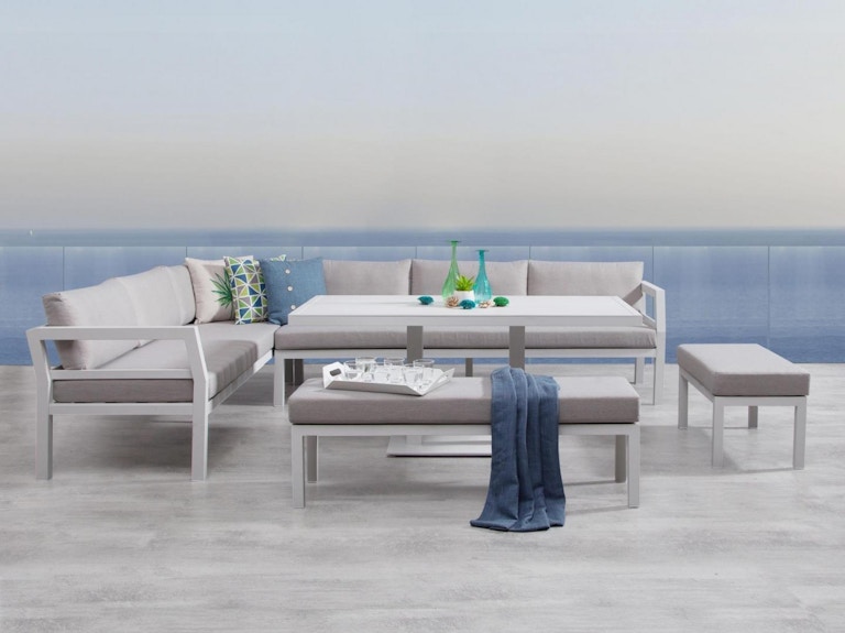 Bondi White Outdoor Aluminium Lounge & Dining Combo