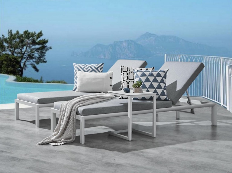 Klara White Outdoor Sunlounge Set with Side Table
