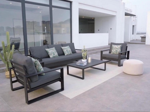 Riviera Black Outdoor Lounge Set 3+1+1 With Coffee Table 1