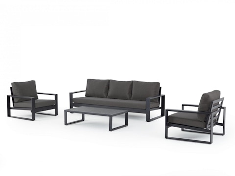 Riviera Black Outdoor Lounge Set 3+1+1 With Coffee Table 2