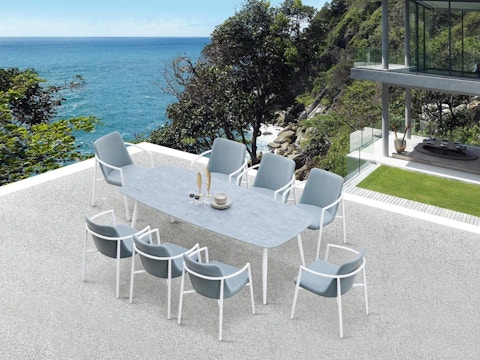 Santorini 9-piece Outdoor Ceramic Dining Set 1