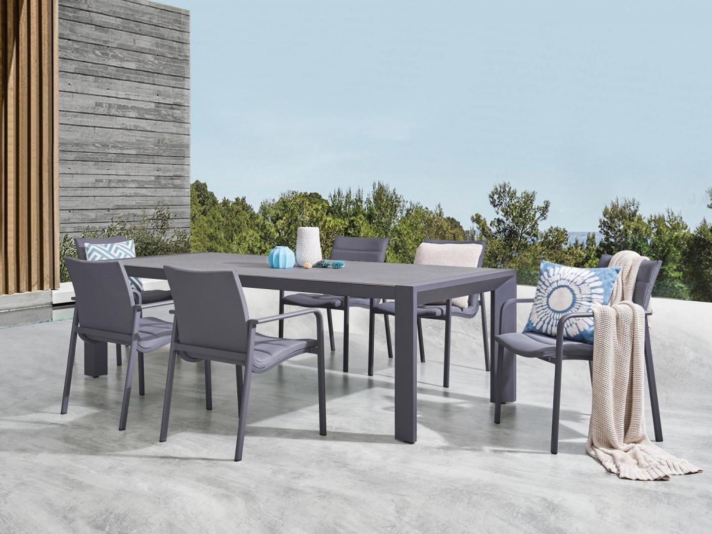 Santa Monica Charcoal 7-piece Outdoor Dining Set With Santa Monica Chairs 1