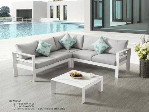 Springfield White Outdoor Corner Lounge With Coffee Table 1