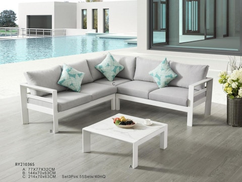 Springfield White Outdoor Corner Lounge With Coffee Table 1
