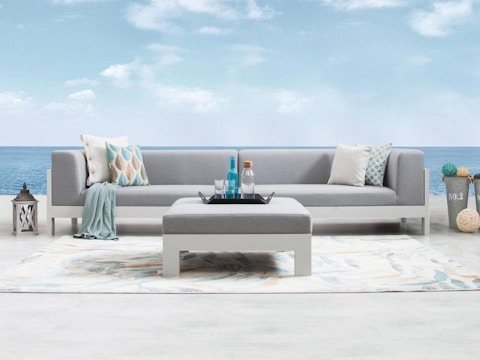 New Noosa White Outdoor Fabric Lounge With Ottoman 1