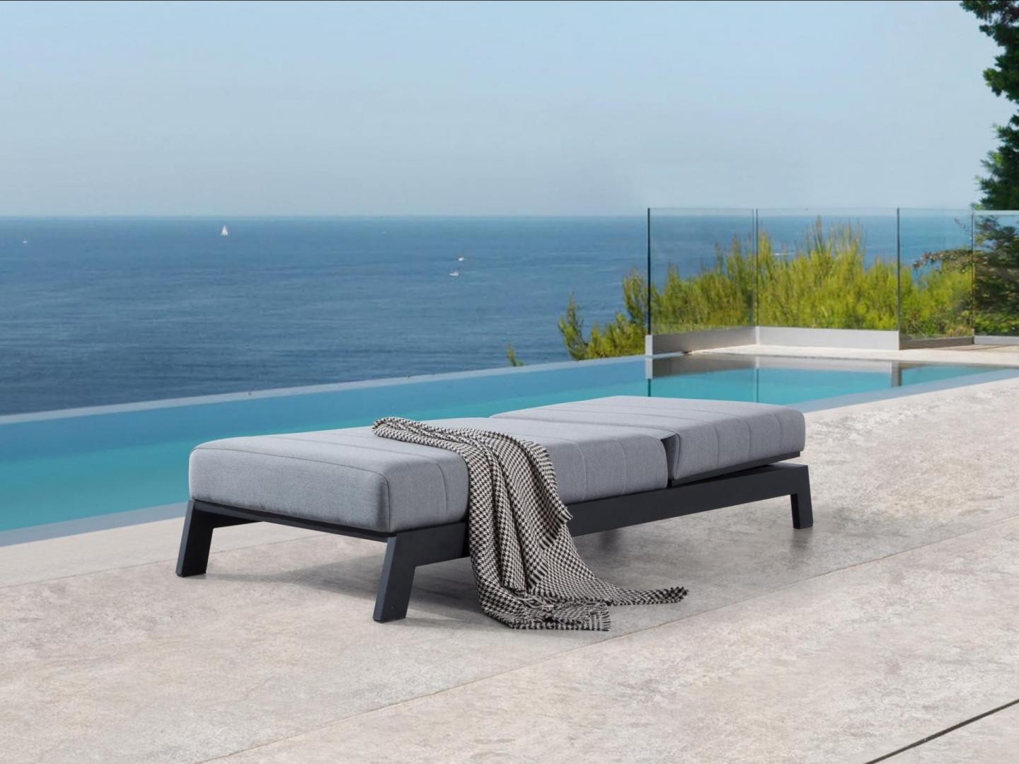 New Noosa Black Outdoor Fabric Sun Lounge 5