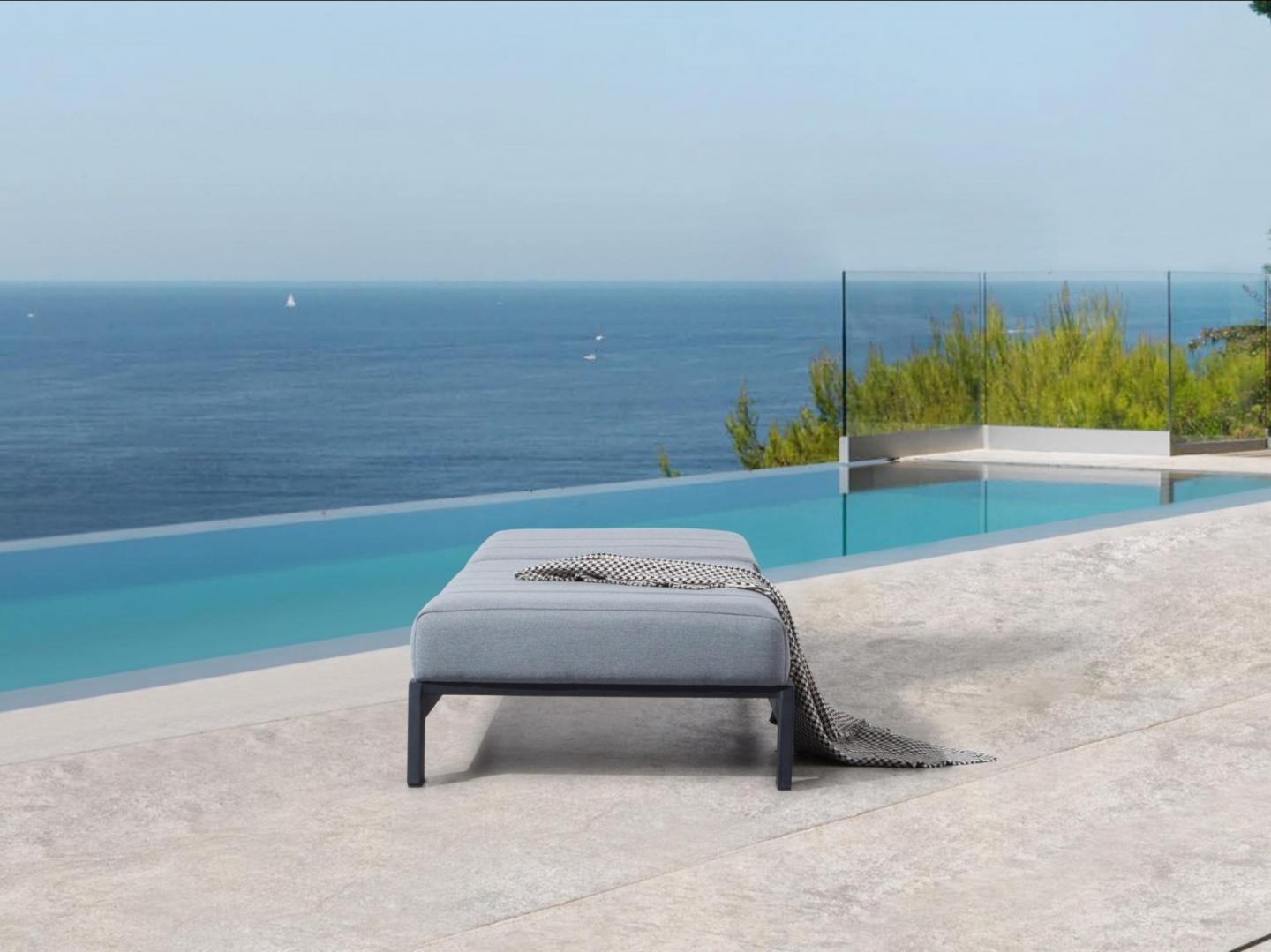 New Noosa Black Outdoor Fabric Sun Lounge 3