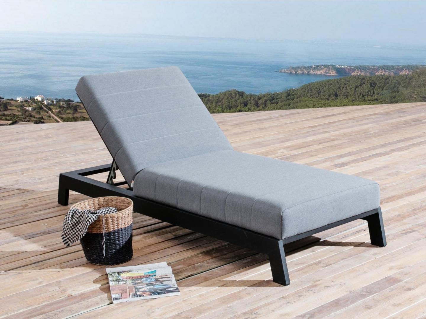 New Noosa Black Outdoor Fabric Sun Lounge 2