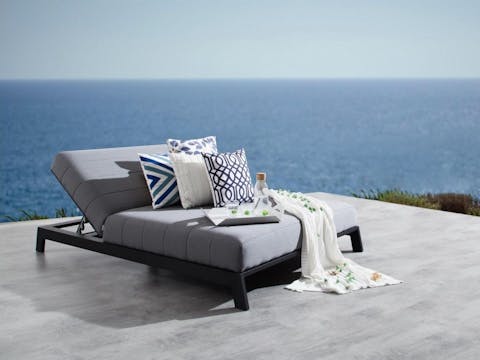 New Noosa Black Outdoor Fabric Double Sun Lounge