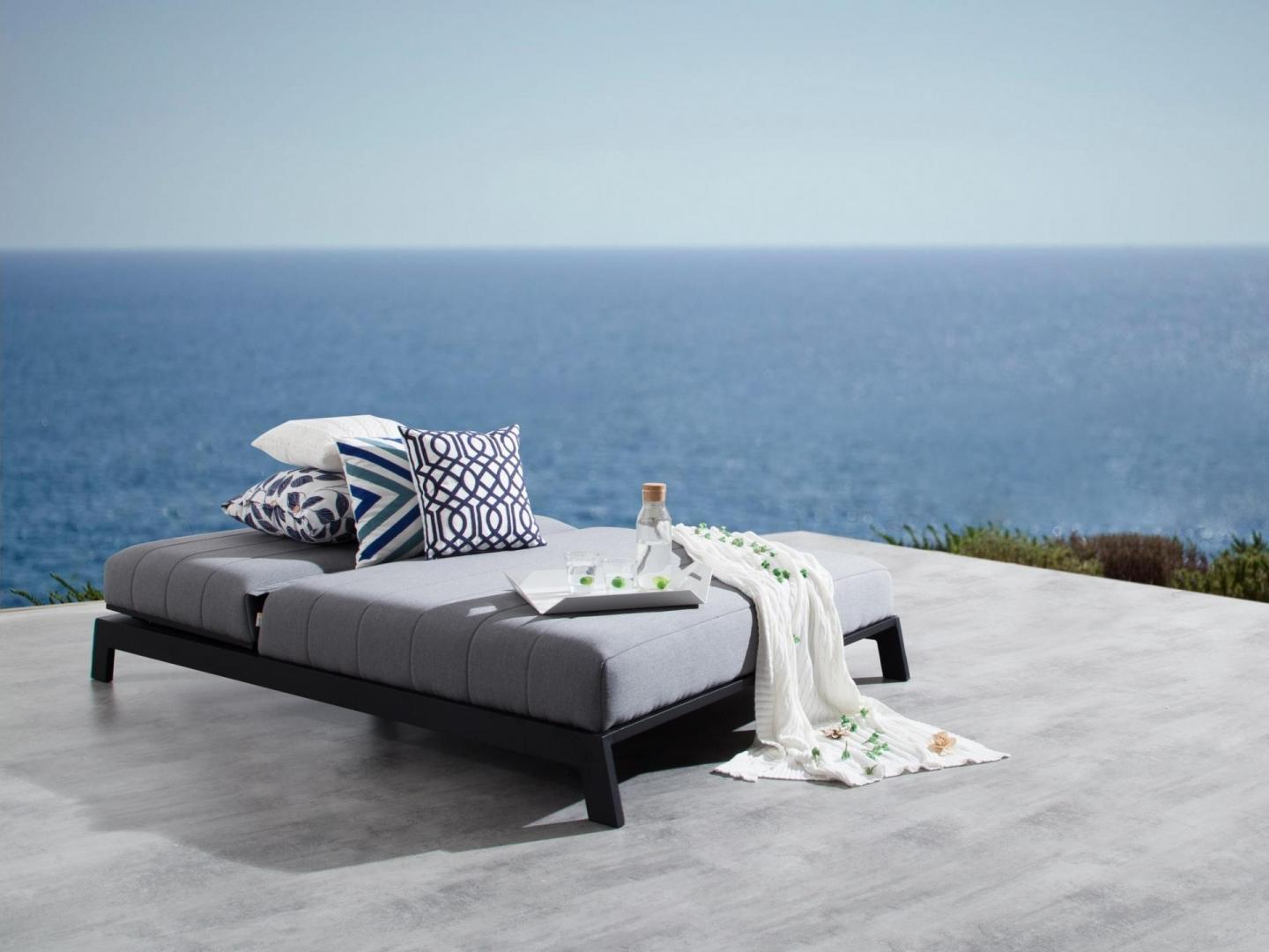 New Noosa Black Outdoor Fabric Double Sun Lounge 20