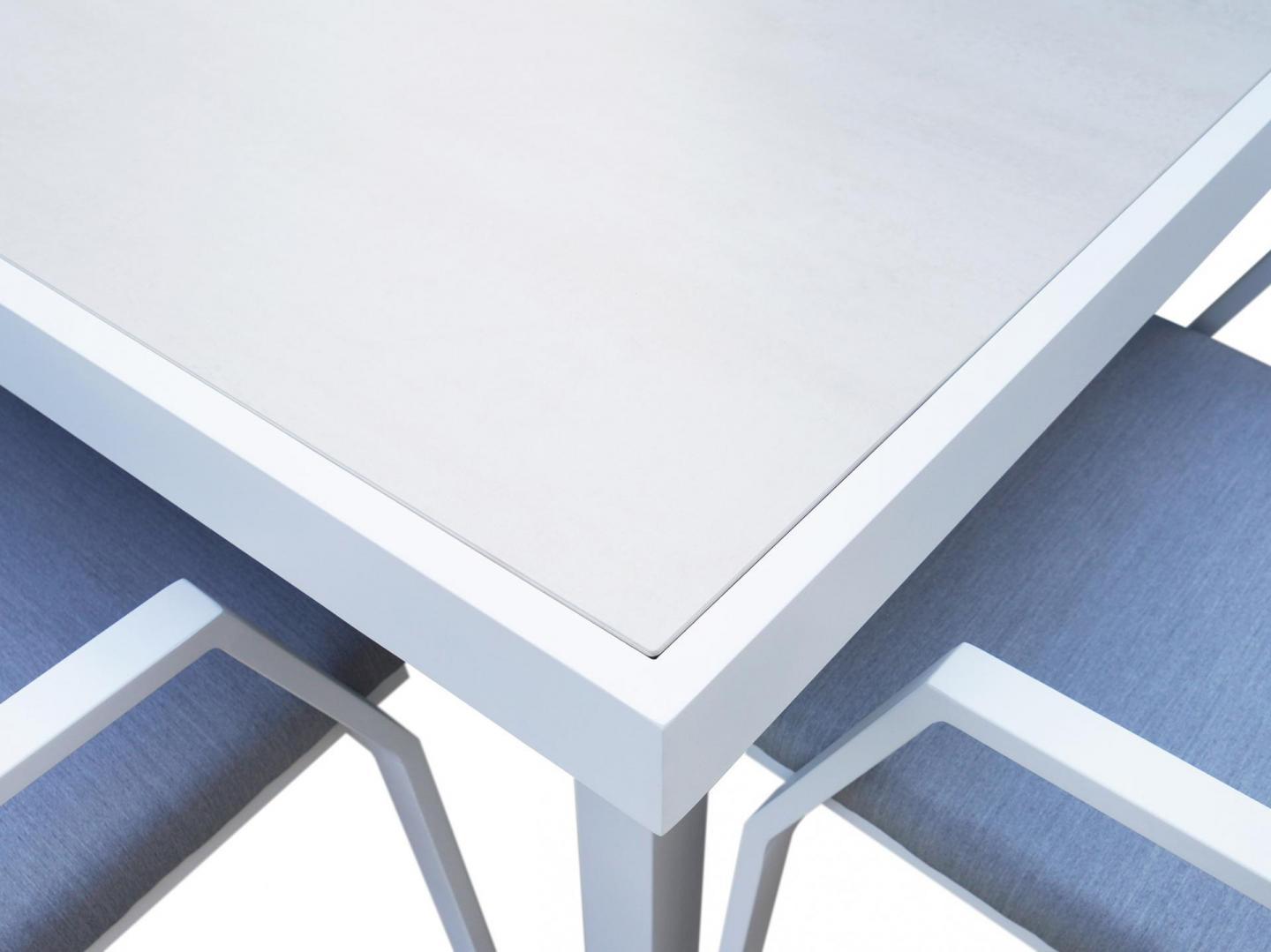 Invini White 7-piece Outdoor Ceramic Dining Set 9