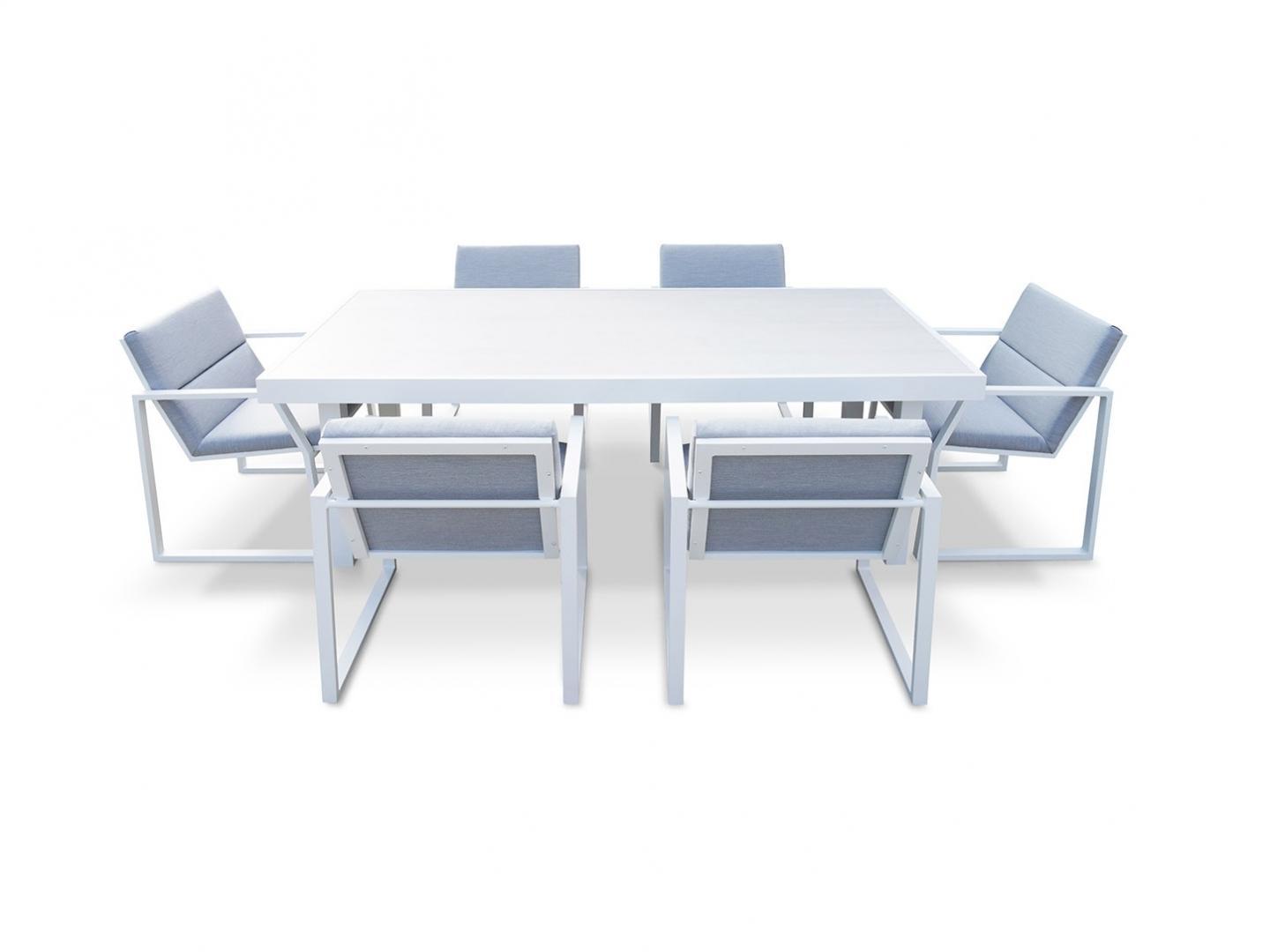 Invini White 7-piece Outdoor Ceramic Dining Set 3