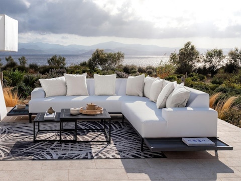 Glamour Light Outdoor Corner Lounge With Nested Coffee Tables 1