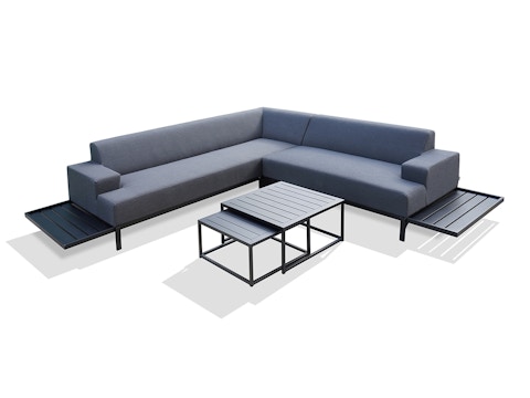 Glamour Dark Outdoor Corner Lounge With Nested Coffee Tables 6