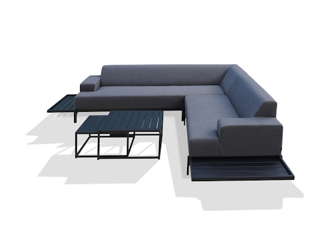 Glamour Dark Outdoor Corner Lounge With Nested Coffee Tables 5