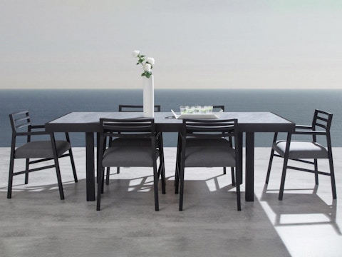 Invini Black 7-piece Outdoor Ceramic Dining Set With Blaze Chairs 2