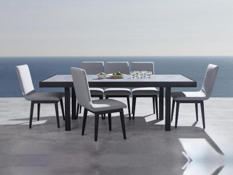 Invini Black 7-piece Outdoor Ceramic Dining Set With Kroes Chairs 3