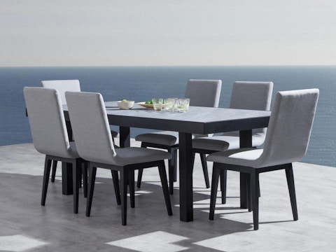 Invini Black 7-piece Outdoor Ceramic Dining Set With Kroes Chairs 4