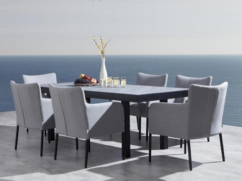 Invini Black 7-piece Outdoor Ceramic Dining Set With Hadid Chairs 2