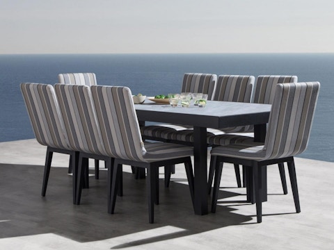 Invini Black 9-piece Outdoor Ceramic Dining Set With Kroes Chairs 4