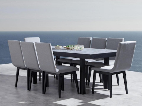 Invini Black 9-piece Outdoor Ceramic Dining Set With Kroes Chairs 2