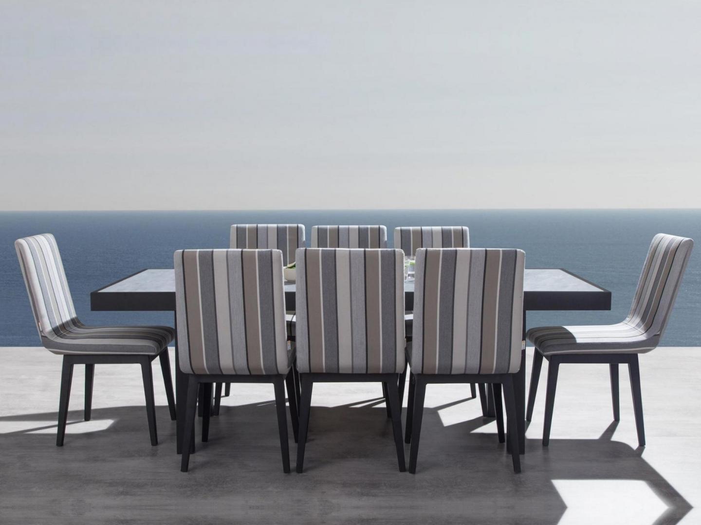 Invini Black 9-piece Outdoor Ceramic Dining Set With Kroes Chairs 3