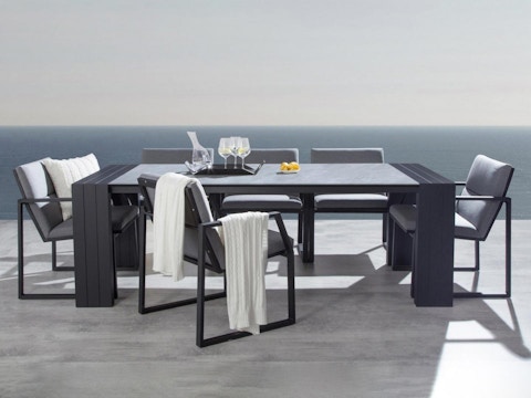 Hadid 7-piece Outdoor Ceramic Dining Set With Invini Chairs 1