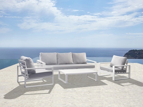 Riviera White Outdoor Lounge Set 3+1+1 With Coffee Table 2